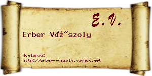 Erber Vászoly névjegykártya